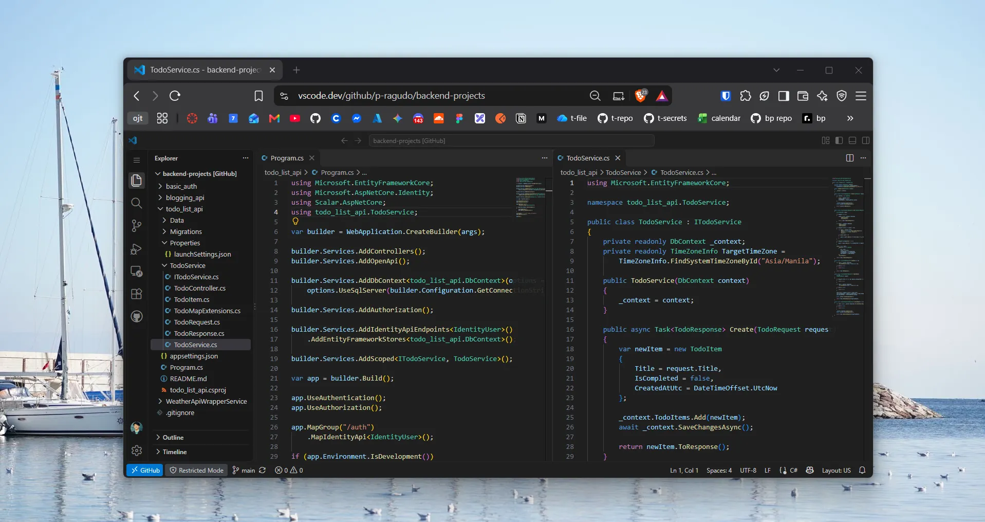 Screenshot of a ASP.NET Program